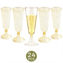 ACDANC 24Pcs Champagne Flutes Plastic 5 oz Comfortable Grip Disposable Martini Glasses Wedding Decoration Party Cups Style2