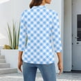 thumbnail image 5 of Garbnen 3/4 Sleeve Polo Shirts for Women Plaid Collared V Neck Women's Tops Fitted Summer Color Block Women's Tunic with Front Pocket, 5 of 5