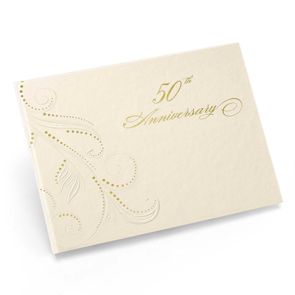 Hortense B. Hewitt HBH "50th Anniversary" Swirl Dots Spiral Bound Guest Book Ivory 20613ST