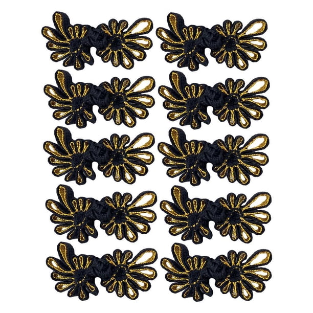 Conjunto de 10 botones de rana china, accesorios de zapatos para manualidades Negro