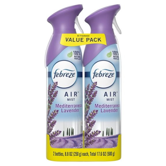 Febreze Air Freshener Spray, Odor-Fighting Room Spray, Mediterranean Lavender, 8.8oz, 2 Count