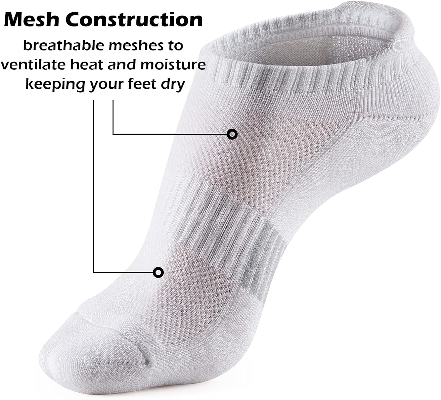 Womens Ankle Socks 5 Pairs Cushioned Running Athletic No Show Socks With Tab