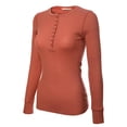 thumbnail image 3 of MixMatchy Women's Long Sleeve Eight Button Closure Henley Thermal Knit Top, 3 of 5
