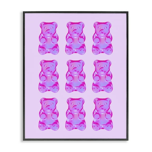 Stupell Industries Purple Ombre Candy Bears Food & Beverage Painting Black Framed Art Print Wall Art, 11 x 14