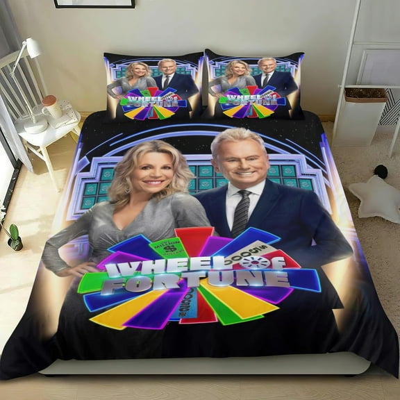 Wheel Of Fortune Themed Bed Sheet Set Three Piece Set 53x79 Inches Comfortable And Skin Friendly Unique Design Creating A Star Studded Night Home Decor Gifts For Family Friends fans