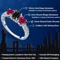 thumbnail image 2 of Gem Stone King 2.39 Ct Oval Black Sapphire Red Created Ruby 925 Sterling Silver Ring (Size 8), 2 of 6