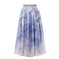 thumbnail image 5 of Aueoeo Tulles Skirts for Women ,Mesh Layered Maxi Skirt, Elegt Flower Printed Dress, High Elastic Waist Party Yarn Skirt Blue XL, 5 of 7