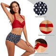 thumbnail image 2 of Conjunto de Bikini Rojo&Negro de lunares, Traje de Baño Halter Vintage Top Ajustable, Mujer Bañadopara Playa Piscina Natación, 2 of 6