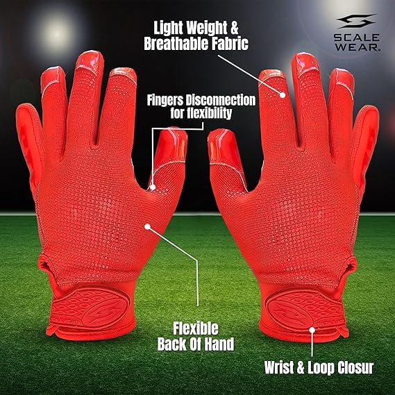 SFIA Football Receiver Gloves One Color - PRO Skull Stealth Grip Silicone Palms Adult Men Youth Sticky Boost Sports Game Battle