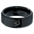 thumbnail image 2 of Tungsten Coyote Canis Canidae Watching Band Ring 8mm Men Women Comfort Fit Black Beveled Edge Polished, 2 of 4