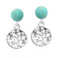 thumbnail image 1 of Majestic Tree of Life w/ Green Turquoise Stone Sterling Silver Dangle Earrings for Female Adult, 1 of 5