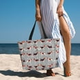 thumbnail image 6 of PISONIC Large Beach Travel Bag for Women, Beagle Printed Waterproof Sandproof Tote Bag with Zipper for Beach Vacation Travel Gym, 6 of 7