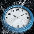 thumbnail image 6 of 13 Inch Retro Wall Clock,Indoor and Outdoor,Quartz,Analog,Waterproof,Thermometer,Blue, 6 of 7