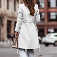 thumbnail image 4 of asdoklhq Coat for Women Clearance $2,Womens Autumn and Winter Lapel Woolen Cloth Coat Trench Jacket Long Overcoat Outwear, 4 of 5