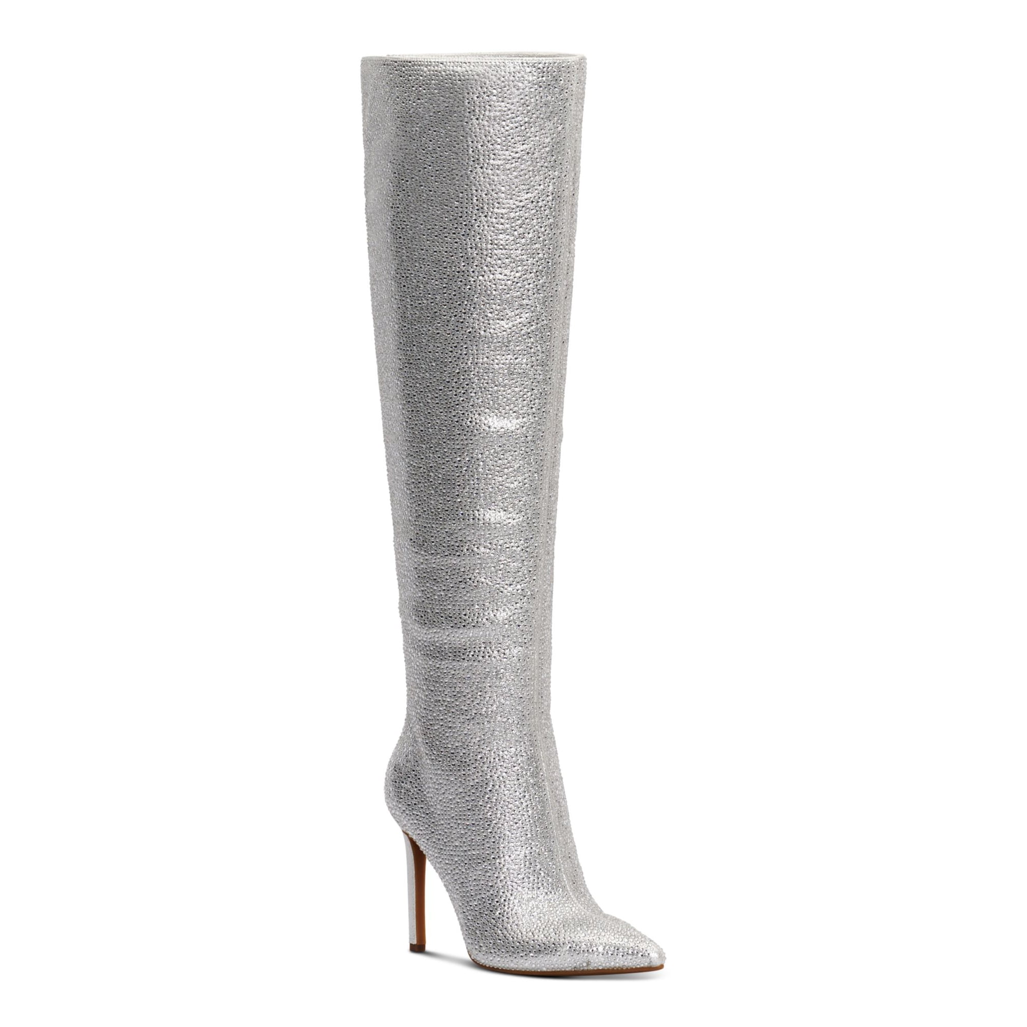 INC Womens Silver Embellished Pointed Toe Stiletto Zip Up Dress Boots 9.5 M Walmart
