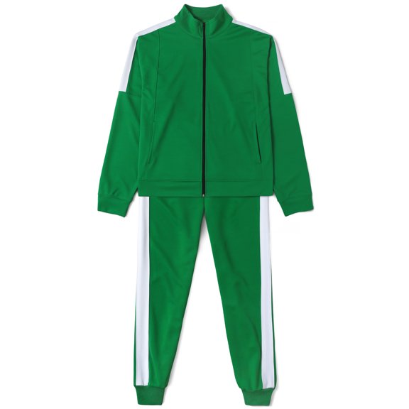 Ma Croix Mens Athletic Two Tone Striped Tracksuit Set Jogger Oversized Jacket Sweatsuit