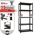 thumbnail image 3 of Shuntong 34" W x 14" D x 72" H 5 Tier Storage Shelves Load 2750 Ibs, Heavy Duty Black Garage Shelving, Adjustable Narrow Industrial Shelf Unit with Metal Frame & Laminated Particle Board, 3 of 8