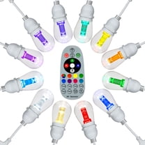 Novelty Lights 24 Feet S14 LED RGB WW Color Changing Outdoor String Light Set (White Wire)