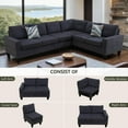 thumbnail image 3 of L Shaped Sofa Couch U Shaped Sectional Corner Sofa 6-Seater Furniture Modular Couches for Living room, Dark Grey, 3 of 7