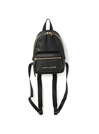 Marc Jacobs Signet Medium Black Logo Printed Leather Backpack