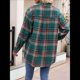 thumbnail image 4 of Camisas Clásicas de Franela A Cuadros con Botones para Mujer, Blusas Informales Extragrandes de Larga para Negocios. Verde Oscuro L, 4 of 10
