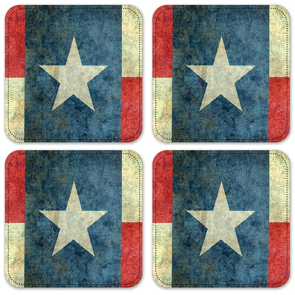 Vinyl Drink Coasters - Set of 4 - Texas Flag
