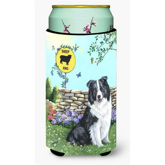 Carolines Treasures Border Collie Crossing Tall Boy Hugger Tall Boy multicolor