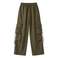 thumbnail image 6 of Women's Summer Casual Fashion Solid Color Quick Drying Work High Waist Straight Tube Wide Leg Multi Pocket Pants, 6 of 6