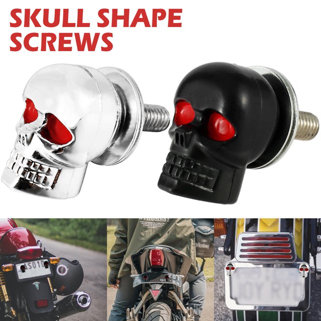 Tornillo De Matrícula Acero De Seguridad Forma De Calavera De Motocicleta Perno De Matrícula Tornillos Decorativos De Matrícula De Motocicleta Kit De Fijación De Matrícula De Motocicleta Muyoka Hogar