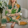 thumbnail image 6 of Uemuo Pineapples Palm Leaves Pattern Womens Pajama Sets,PJ Set for Women,Pajamas for Women Logo,Long Sleeve Pajama Set for Women,Soft Long Sleeve Top With Pants-X-Large, 6 of 9