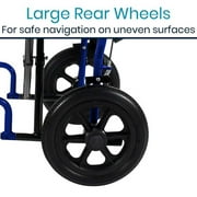 Vive Lightweight Foldable Transport Wheelchair with Handbrakes, Blue