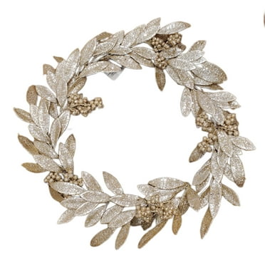ASHLAND CHRISTMAS WREATH GOLD LEAF  BERRIES 16in