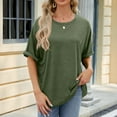 thumbnail image 2 of Plebaso Women's Casual T-Shirts Plain Short Sleeve Basic Tee Loose Summer Shirt Tops Solid Color, 2 of 7