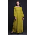 thumbnail image 4 of Bimba Robe Maxi à Manches Longues pour Femmes en Georgette Mousse Imprimée de Plumes d'Aigle, Taille Élastique - Très Petit, 4 of 5