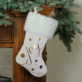 thumbnail image 2 of Northlight 19" Ivory White and Gold "Joy" Christmas Stocking with White Faux Fur Cuff, 2 of 2