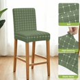 thumbnail image 3 of Green Gingham Bar Stool Covers - Stretch Dining Chair Covers Set of 6, Modern Minimalist Geometric Plaid Bar Chair Cover Removable Counter Stool Pub Chairs Slipcovers Protectors for Kitchen/Cafe, 3 of 8