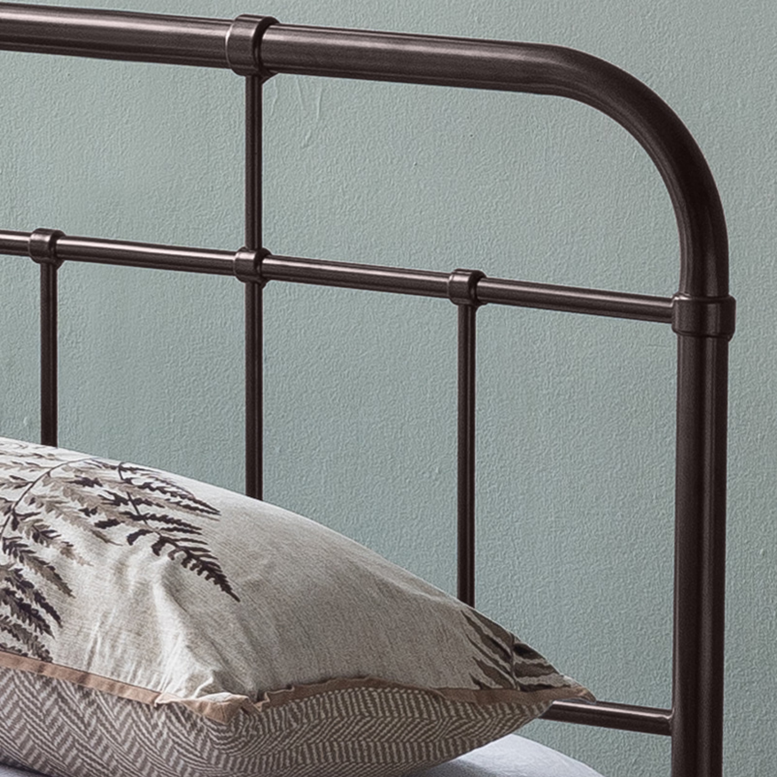 Noble House Khari Industrial Queen-Size Iron Minimal Bed Frame, Hammered Copper