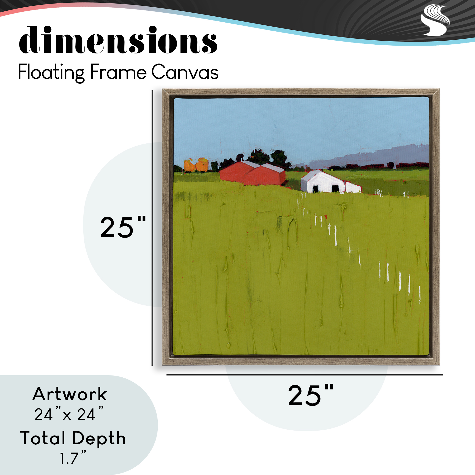 Pastoral Fence Line Brown Framed Floater Canvas Wall Art, design by Ruth LaGue