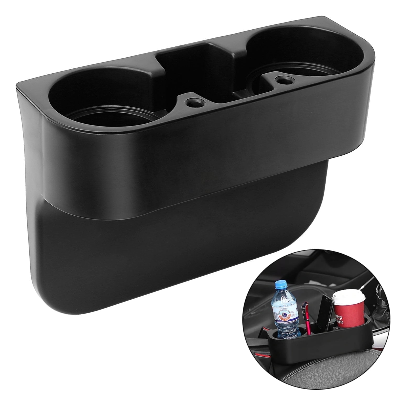 Car Seat Seam Wedge Cup Holder, EEEkit Drink Beverage Seat Seam Wedge Mount Stand Storage Organizer, Multifunction Car Accessories Cellphone Holder Glove Box, Black