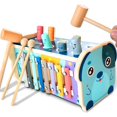 thumbnail image 1 of Juguete de madera Montessori para niños de 2 3 4 años Martillo de juguete con banco de golpe Martillo de xilófono de 2 colores Laberinto de clasificación de números Juguete de desarrollo temprano para bebé ER, 1 of 5