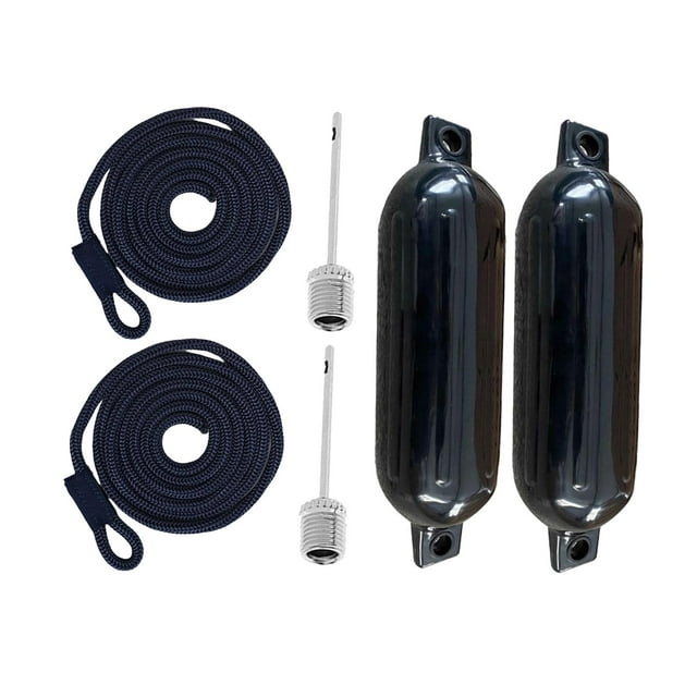 S SERENABLE Garde-Boue de Bateau Marine 4x16 Pouces avec 2 Cordes Protection Anti-Collision Bateau Corde Bleue