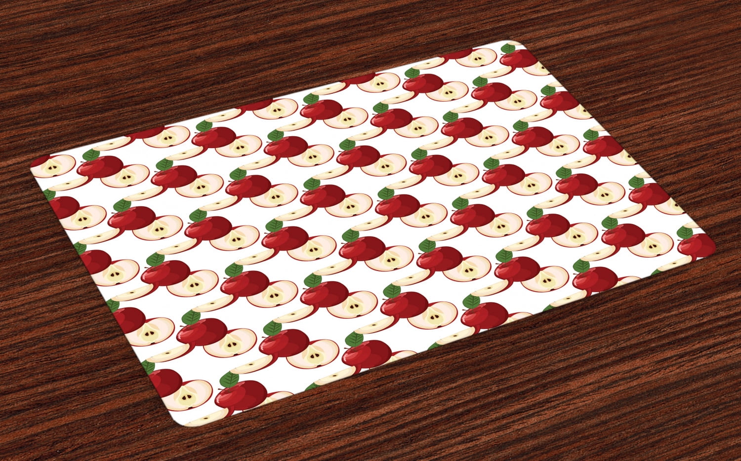 Apple Placemats Set of 4 Retro Harvest Yield with Different Types of