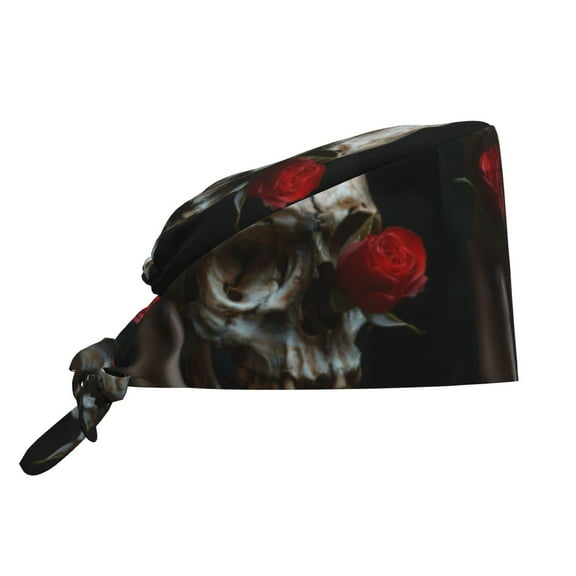 Vsdgher Realistic Rose Skull Men Women Adjustable Cap Working Hat Tie Back Cap, Work Cap