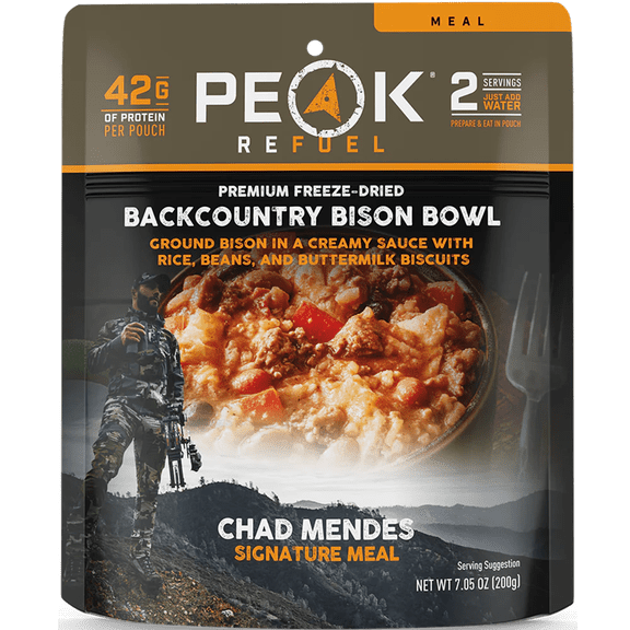 Peak Refuel Backcountry Bison Bowl | Chad Mendes Signature Meal | Premium Freeze-Dried Variety Meals | Hunting, Survival, Camping, Backpacking Food | High-Protein Game Meats | MRE | Made in USA