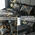 thumbnail image 3 of Hexagon Black and Gold Comforter Set Queen Size - 7 Pieces Geometric Bedding with Sheets, Gold Trim  Print Bed in A Bag, 3 of 8