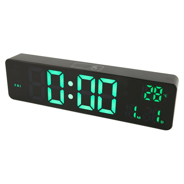 Bedroom Clock, 10in Display Green Backlit Digital Alarm Clock For Office
