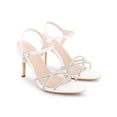 thumbnail image 3 of BLISSFUL STEP Open Toe Rhinestone Heel Slingback Stiletto Heels Sandals for Women White (Size 7), 3 of 7