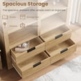 thumbnail image 6 of 72" Tall Bookshelf with 4 Drawers, Farmhouse 6-Tier Double Wide Bookcase with Storage, Large Freestanding Bookshelf for Home Office and Living Room, Natural, 6 of 8