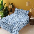 thumbnail image 2 of Daisy Pattern Sheet Set, Winter Colors Chamomile Flowers Delicate Aura with Leaves Print, Fitted & Flat Sheet with Pillowcase Bedding Accent 4 Pcs Set, Full, Lavender Blue Blue Grey, by Ambesonne, 2 of 5