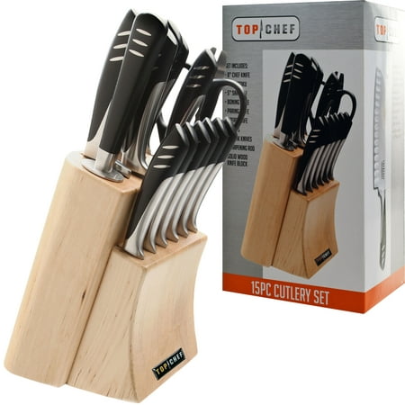 Top Chef Stainless Steel Knife Set - 15 Pieces (Top Ten Best Kitchen Knives)